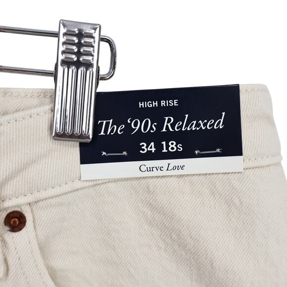 Abercrombie & Fitch Curve Love High Rise 90s Relaxed Jean Raw Hem Bone 34S NWT - Picture 5 of 9